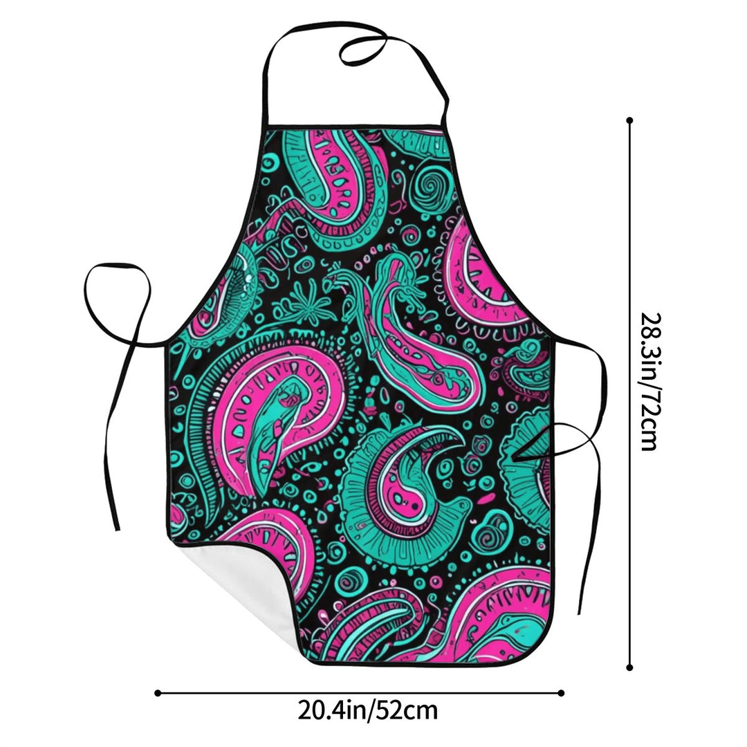Pink And Teal Paisley - Adult Apron with Pockets