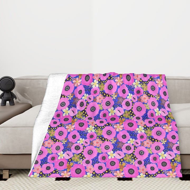 Vibrant Pink Spring Pattern - Sofa Blanket