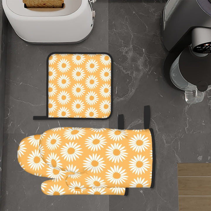 Yellow Sunflower Pattern - Oven Mitts and Pot Holders Sets (3pcs)