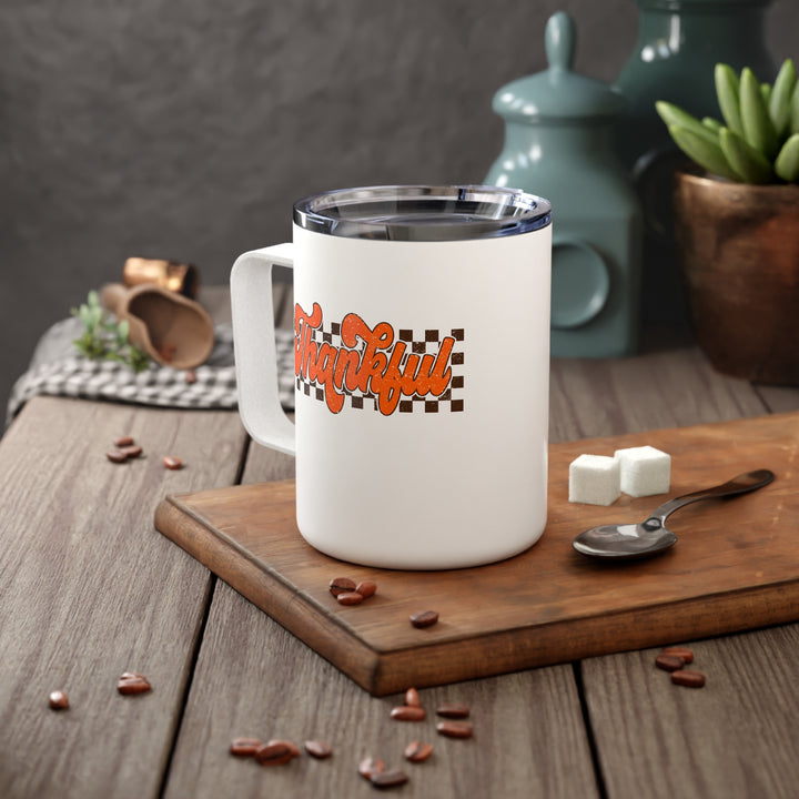 Retro Thankful - Insulated Coffee Mug, 10oz