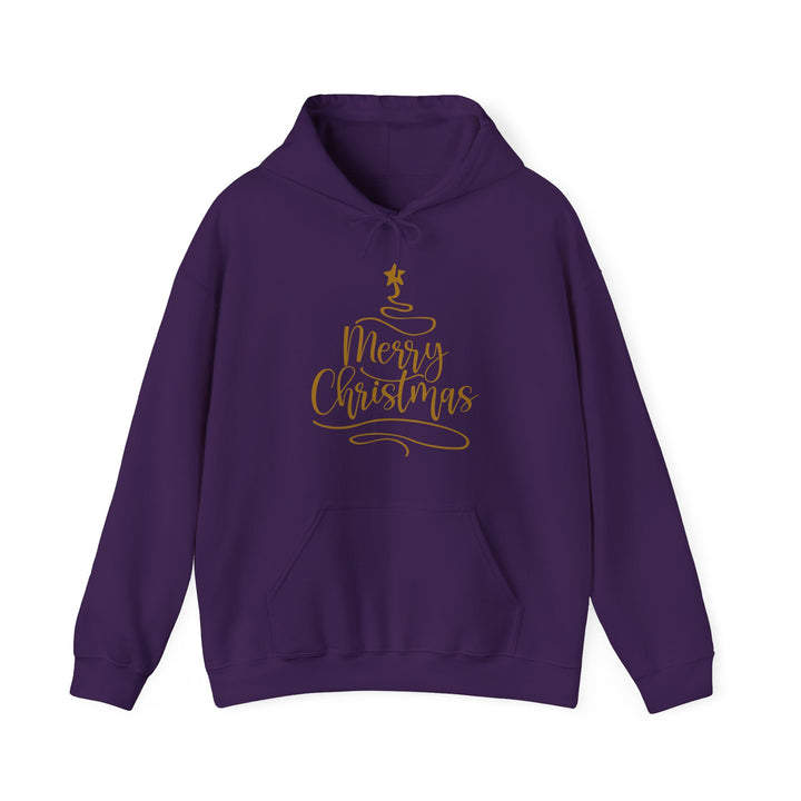 Merry Christmas Gold Tree - Unisex Heavy Blend™ Hooded Sweatshirt