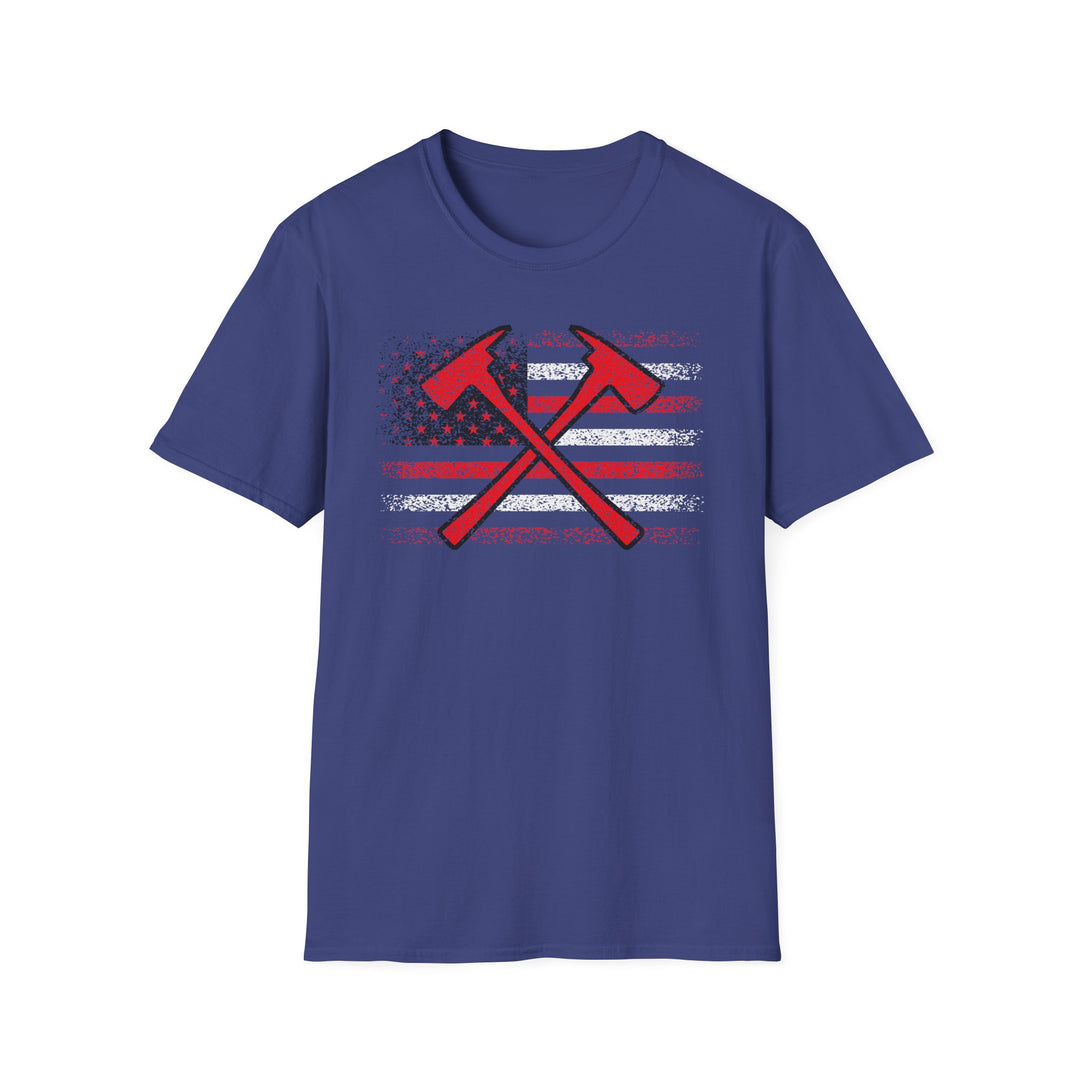 Firefighter American Flag - Unisex Softstyle T-Shirt