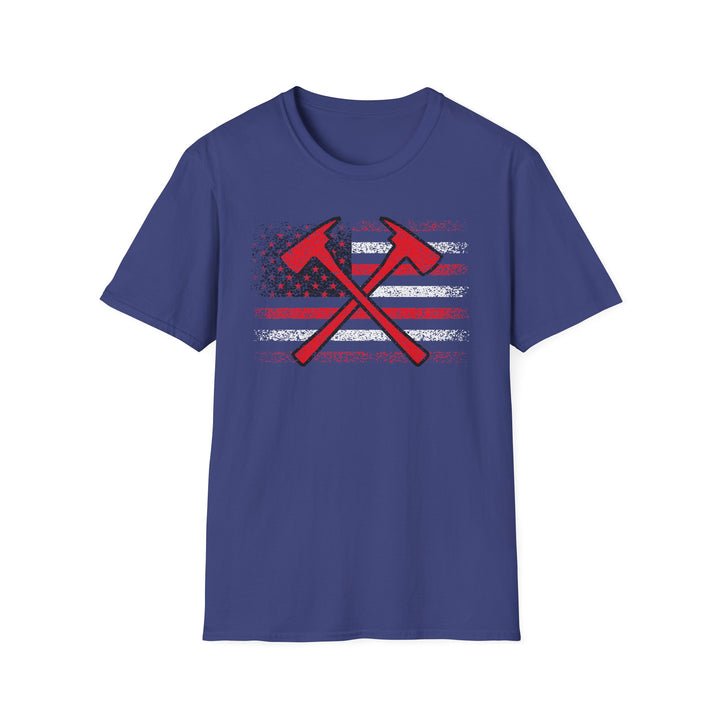 Firefighter American Flag - Unisex Softstyle T-Shirt