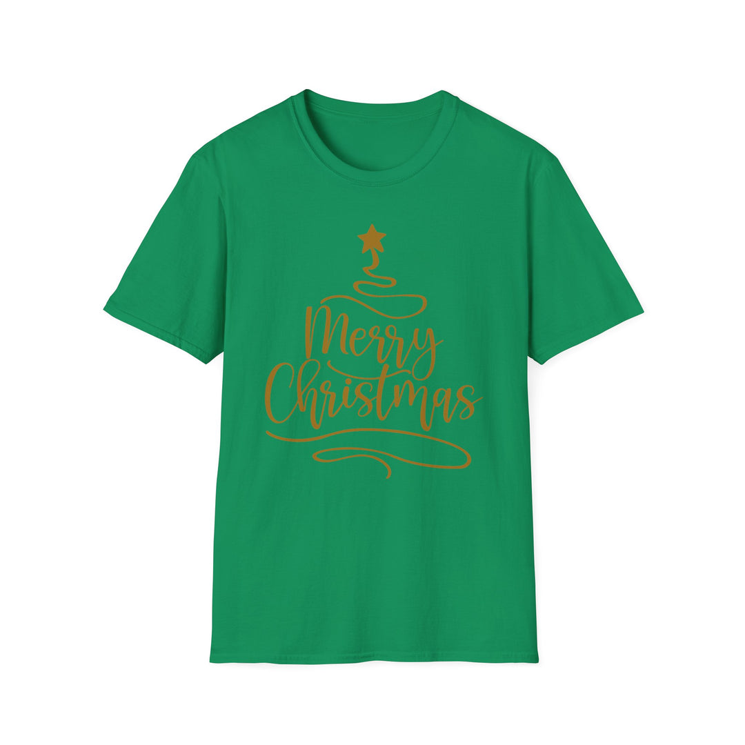 Merry Christmas Gold Tree - Unisex Softstyle T-Shirt