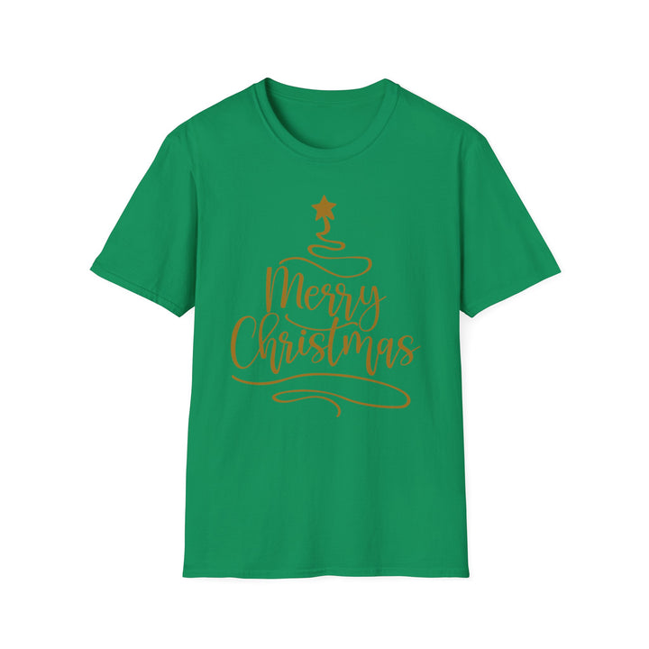 Merry Christmas Gold Tree - Unisex Softstyle T-Shirt