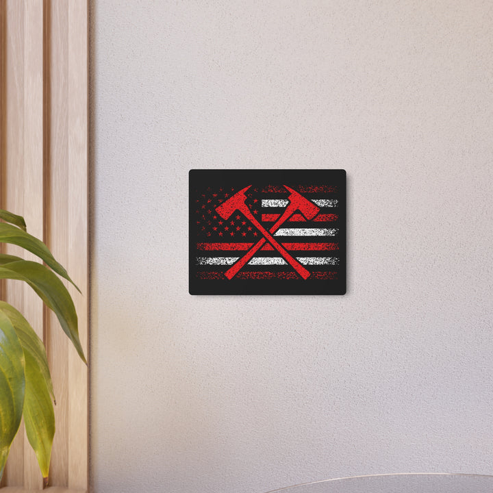 Firefighter American Flag - Metal Art Sign