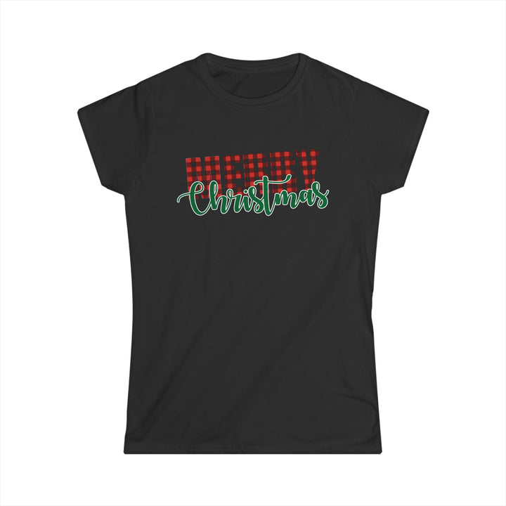 Merry Christmas Buffalo Plaid - Women's Softstyle Tee