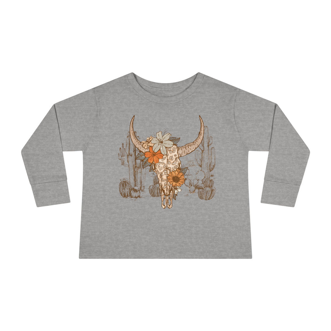 Flowery Leopard Skulll - Toddler Long Sleeve Tee
