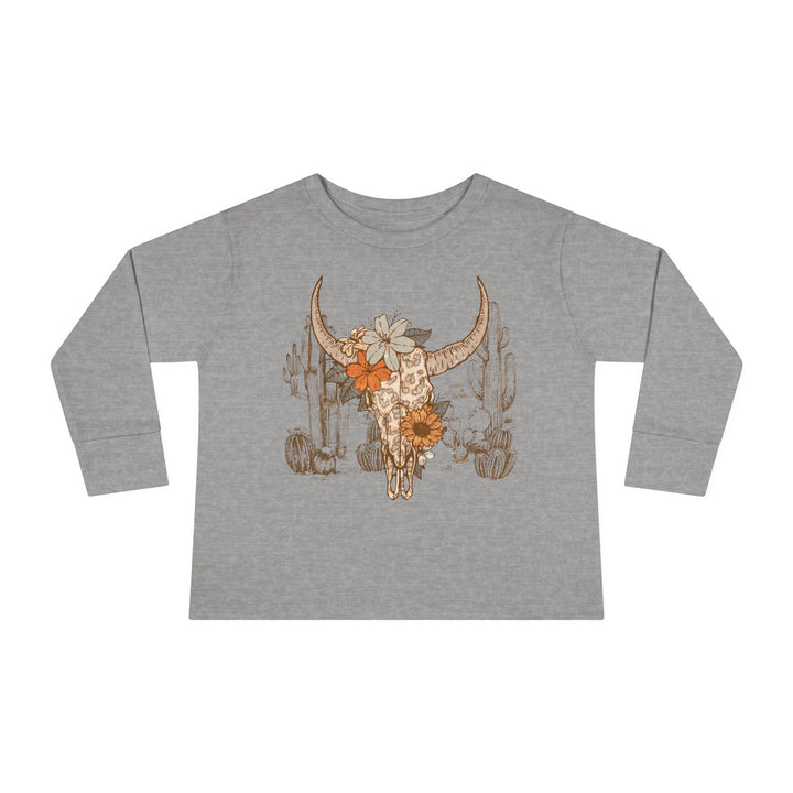 Flowery Leopard Skulll - Toddler Long Sleeve Tee