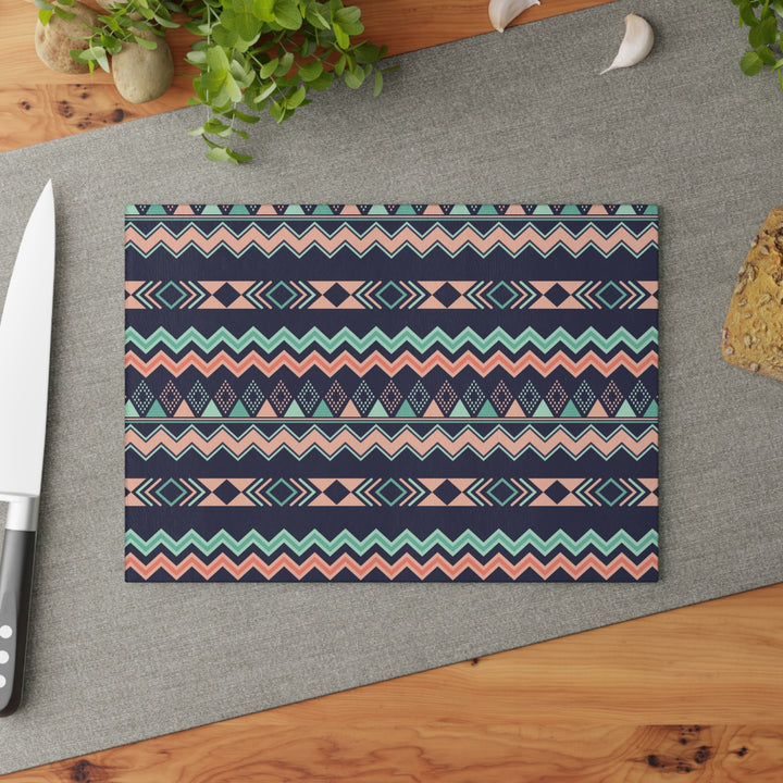 Peach Aztec Chevron - Glass Cutting Board