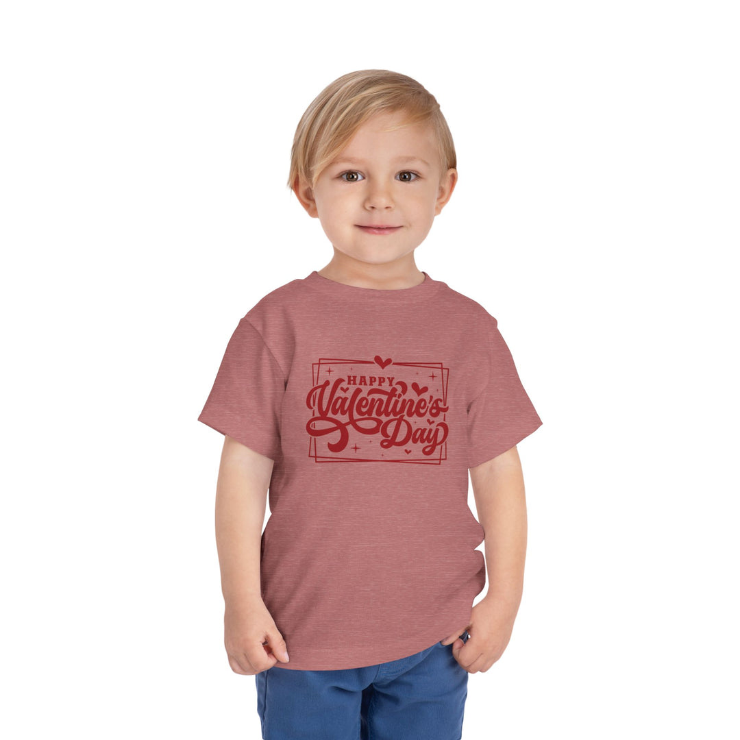 Happy Valentine's Day W/Hearts - Toddler Short Sleeve Tee