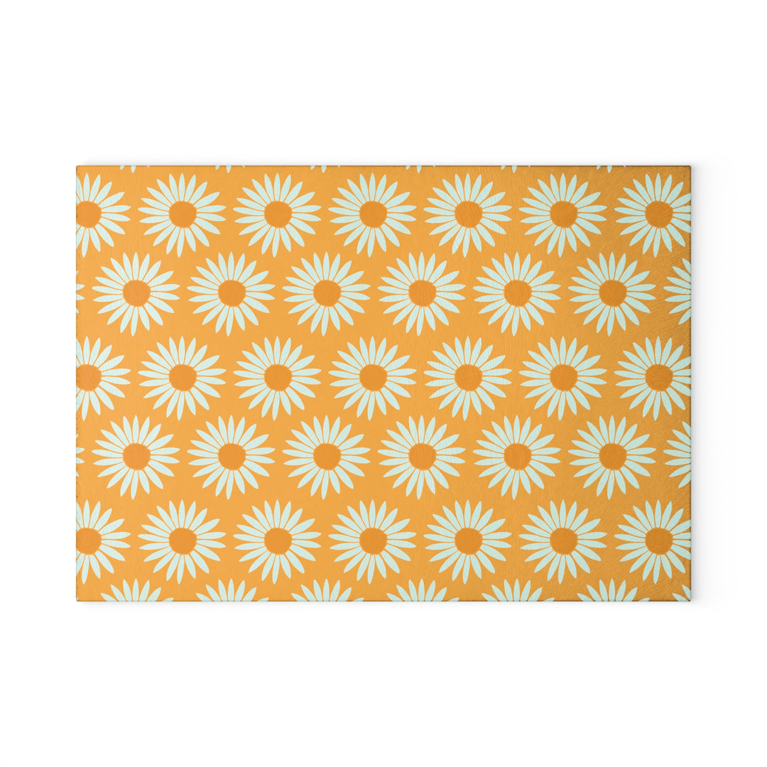Yellow Sunflower Pattern - Glass Cutting Board