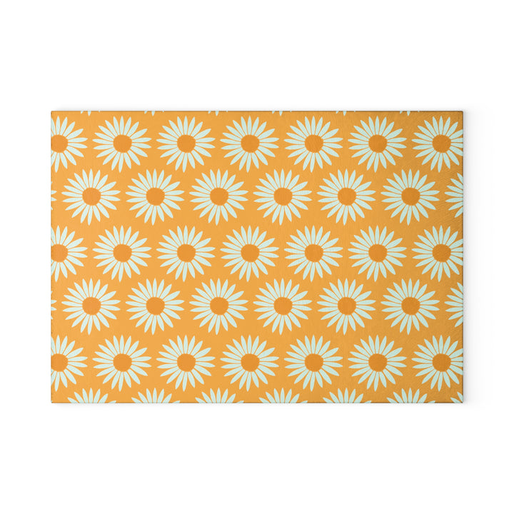Yellow Sunflower Pattern - Glass Cutting Board