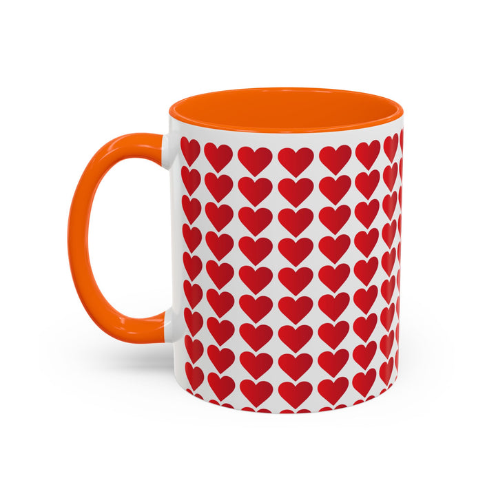 Red Valentine Hearts - Accent Coffee Mug (11, 15oz)