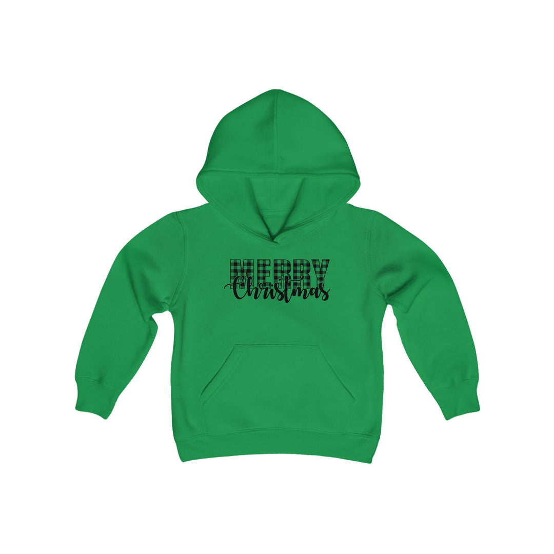 Merry Christmas Buffalo Plaid - Youth Heavy Blend Hooded Sweatshirt