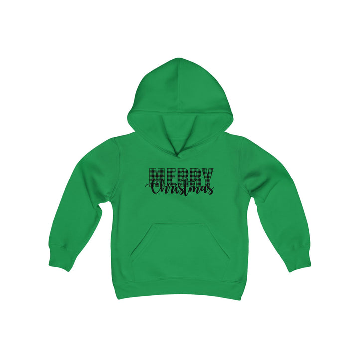 Merry Christmas Buffalo Plaid - Youth Heavy Blend Hooded Sweatshirt