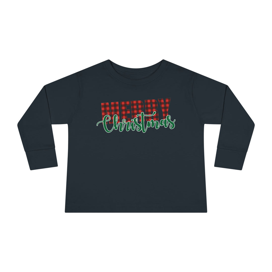 Merry Christmas Buffalo Plaid - Toddler Long Sleeve Tee