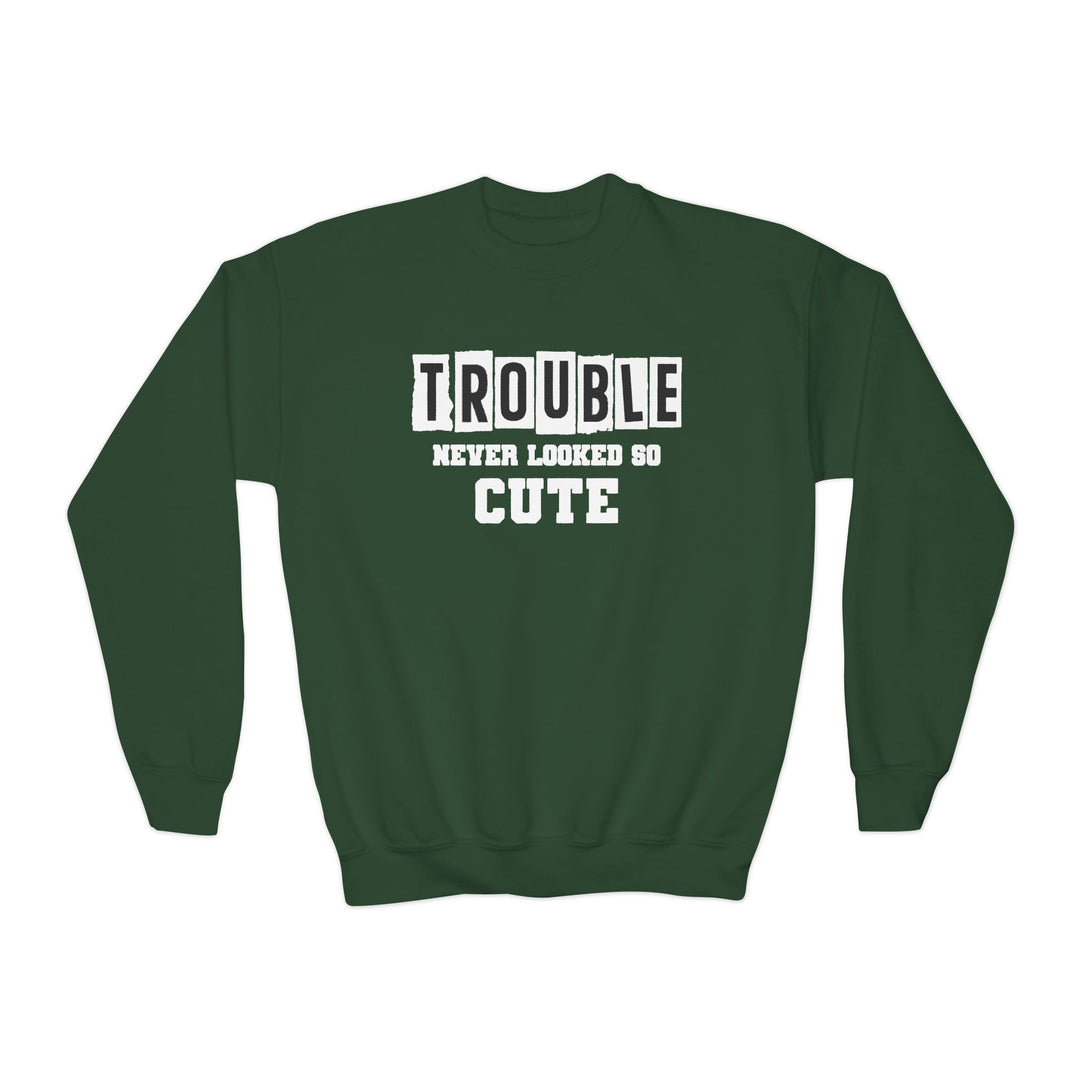 Trouble Never Looked So Cute - Youth Crewneck Sweatshirt