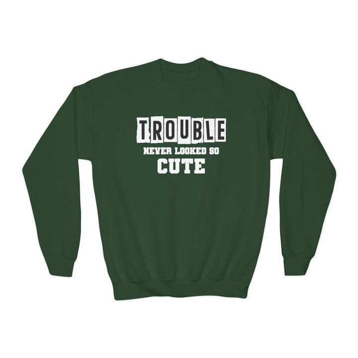 Trouble Never Looked So Cute - Youth Crewneck Sweatshirt
