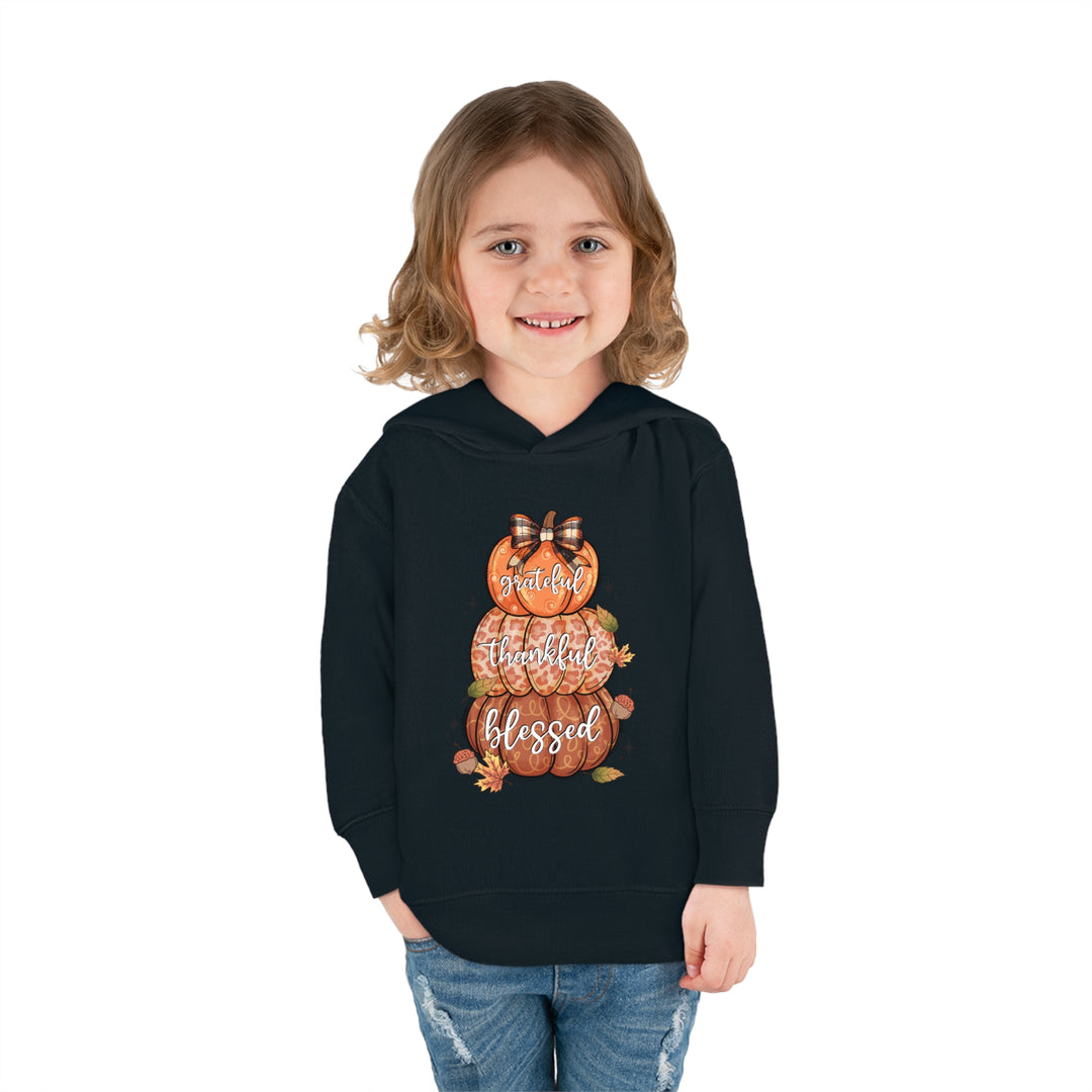 Grateful Thankful Blessed Pumpkins - Toddler Pullover Fleece Hoodie