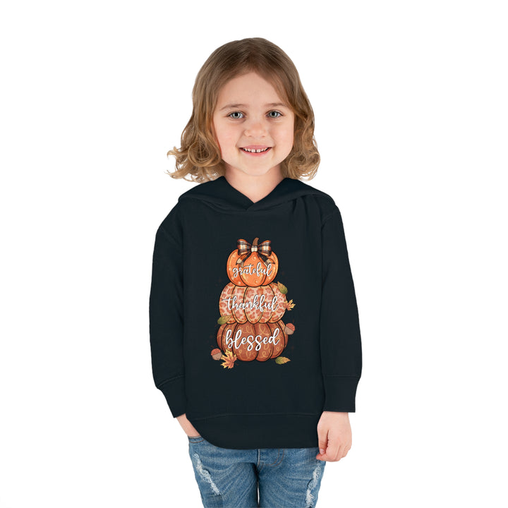 Grateful Thankful Blessed Pumpkins - Toddler Pullover Fleece Hoodie