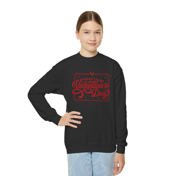 Happy Valentine's Day W/Hearts - Youth Crewneck Sweatshirt