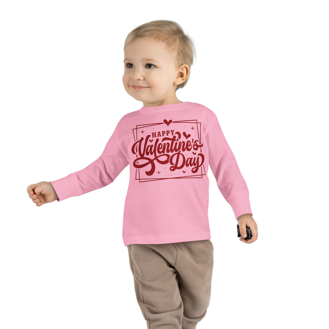 Happy Valentine's Day W/Hearts - Toddler Long Sleeve Tee