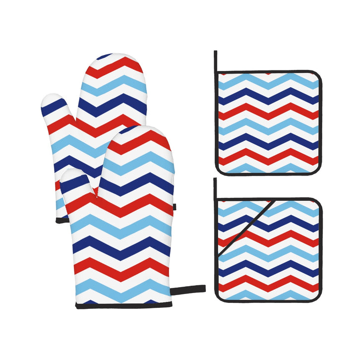 Patriotic Chevron - Oven Mitts and Pot Holders Set of 4