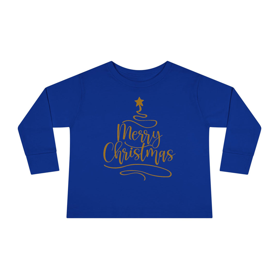 Merry Christmas Gold Tree - Toddler Long Sleeve Tee