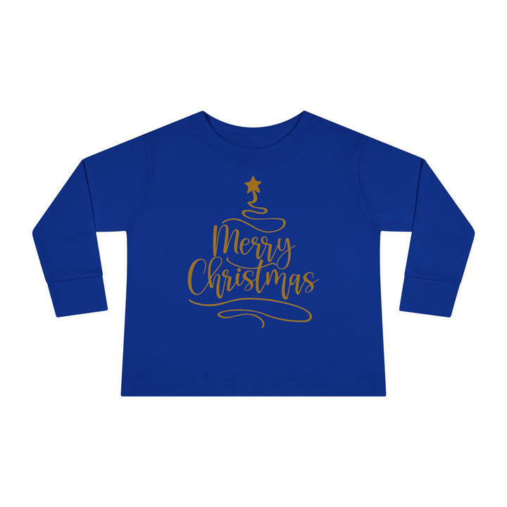 Merry Christmas Gold Tree - Toddler Long Sleeve Tee