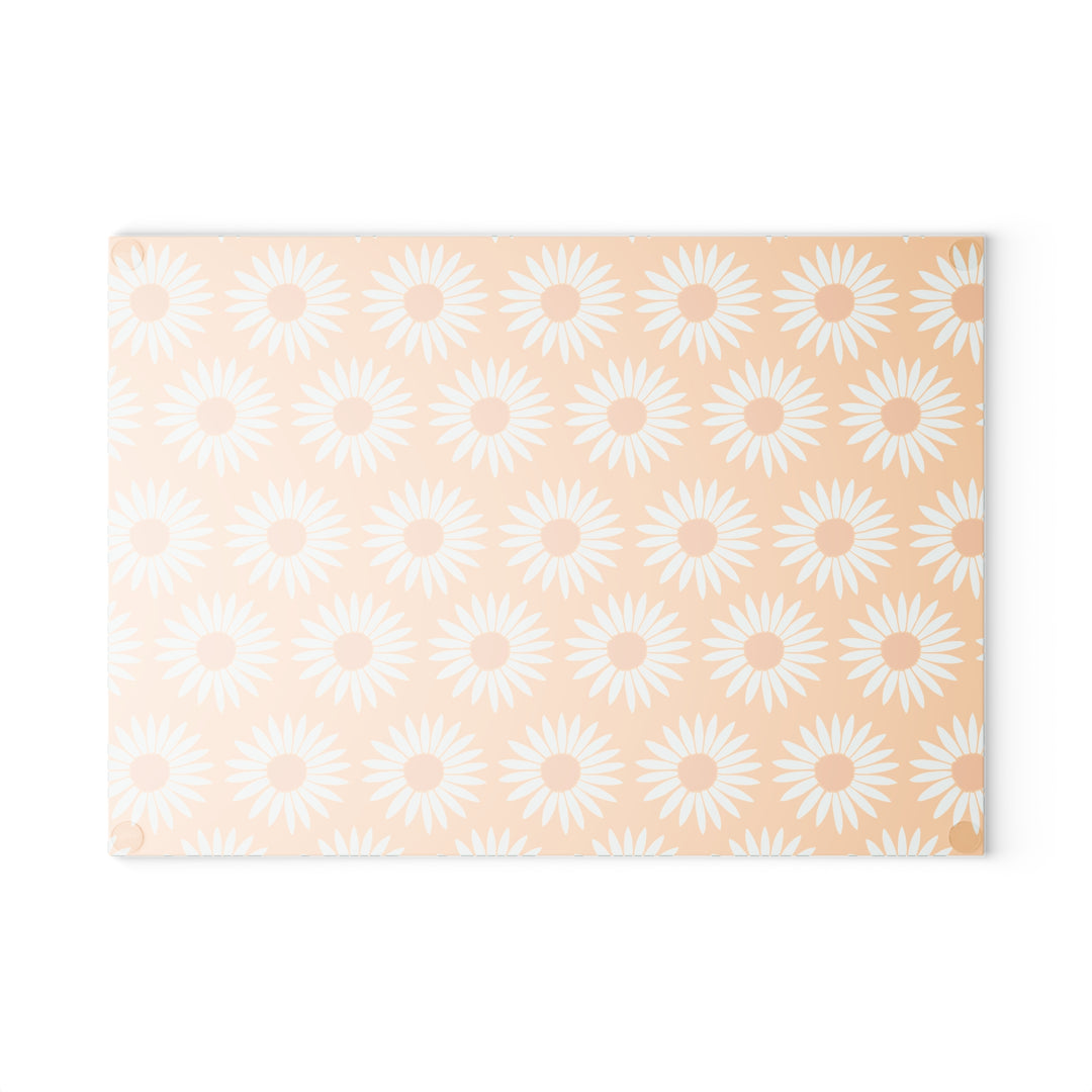Yellow Sunflower Pattern - Glass Cutting Board