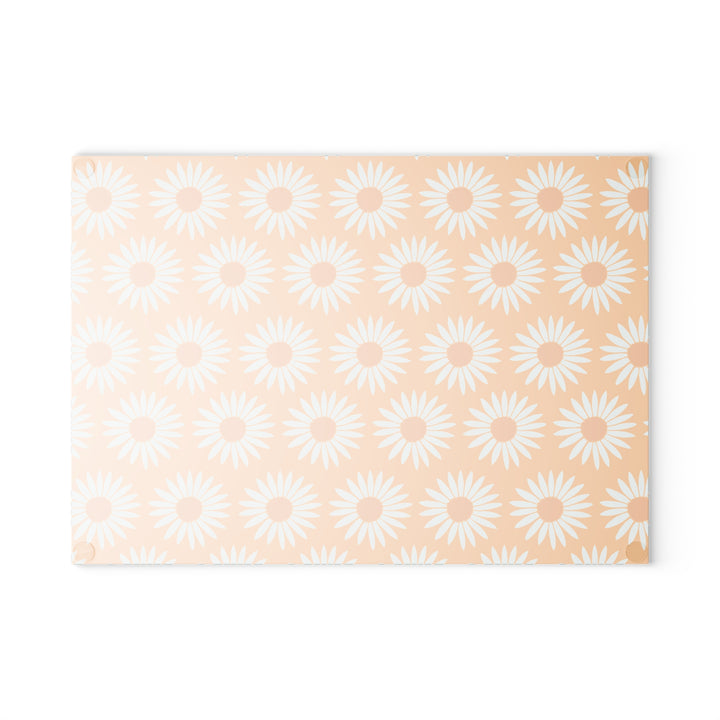 Yellow Sunflower Pattern - Glass Cutting Board