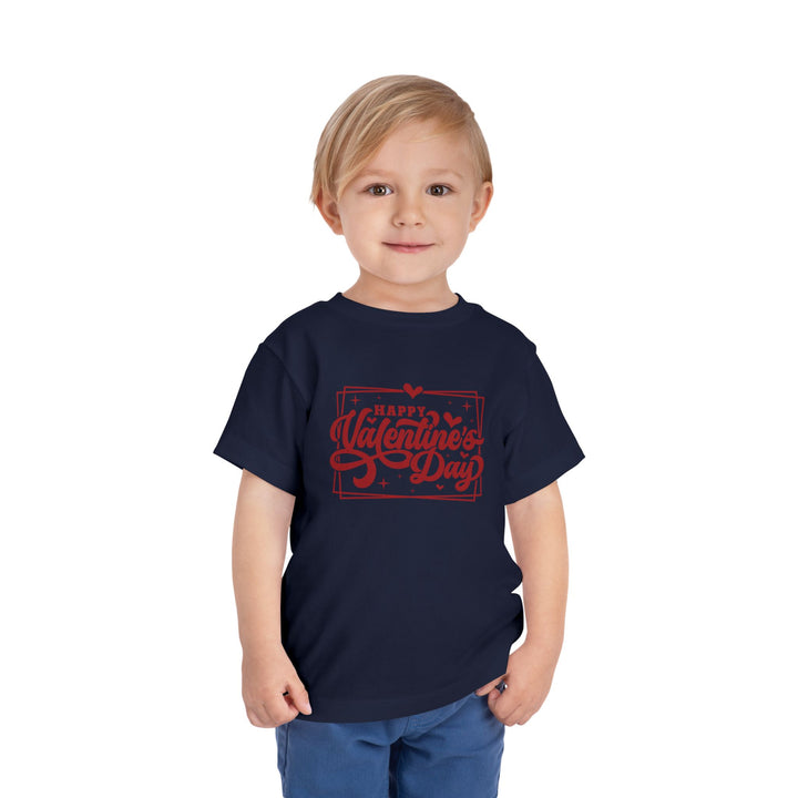 Happy Valentine's Day W/Hearts - Toddler Short Sleeve Tee