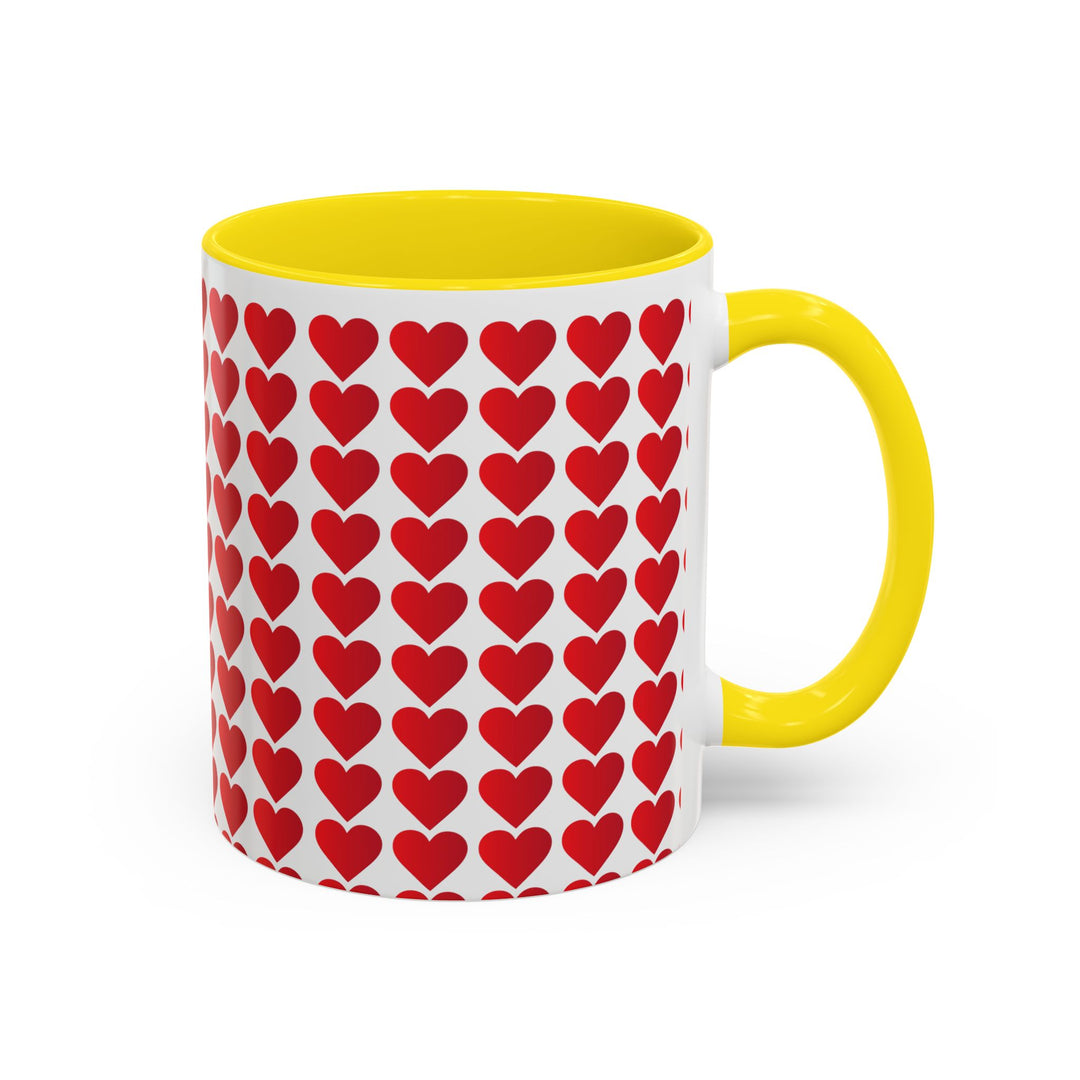 Red Valentine Hearts - Accent Coffee Mug (11, 15oz)