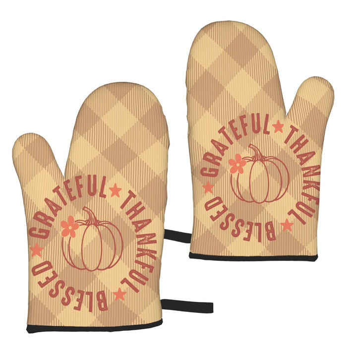 Grateful Thankful Blessed - Oven Mitts Set of Two