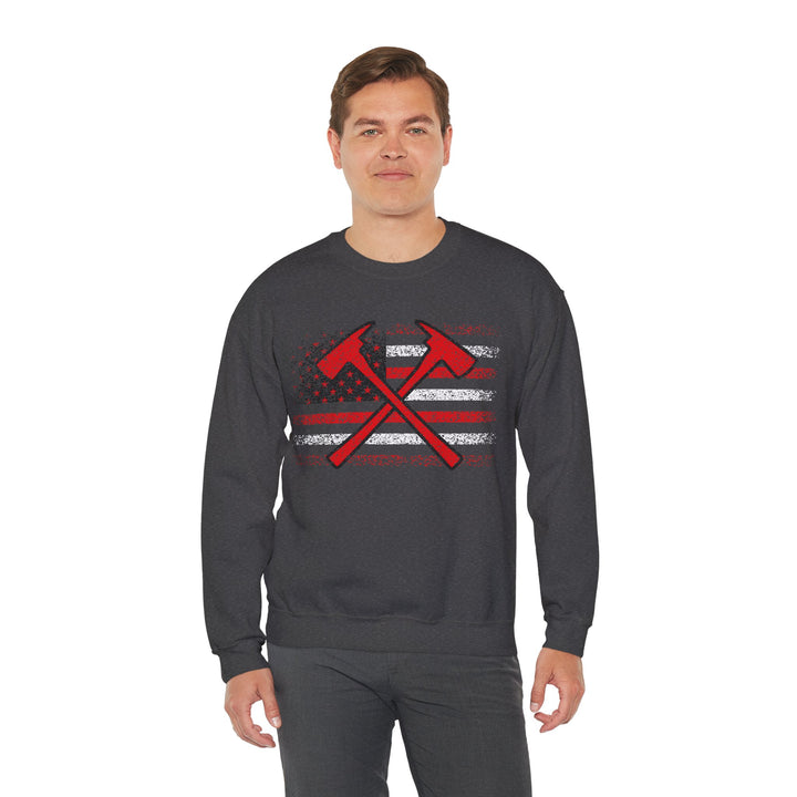 Firefighter American Flag - Unisex Heavy Blend™ Crewneck Sweatshirt