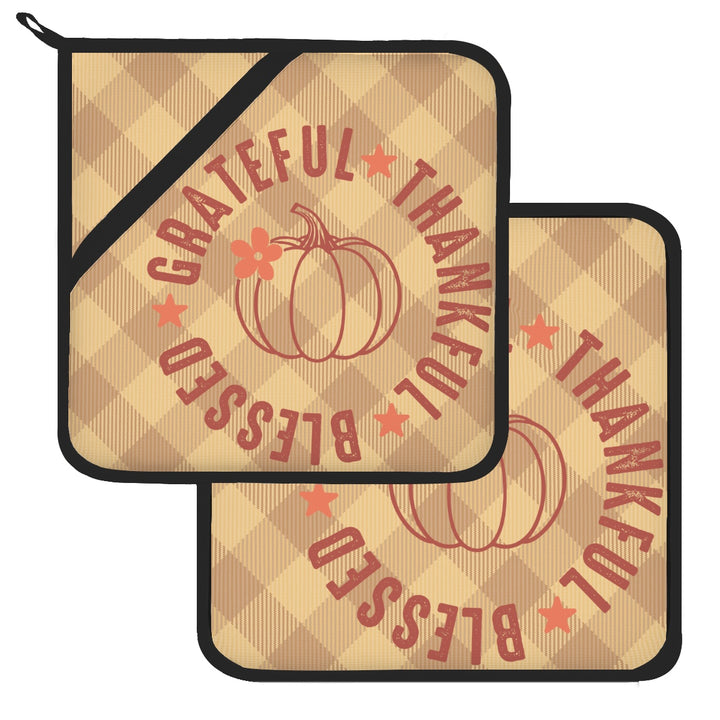 Grateful Thankful Blessed - Pot Holders Set of 2