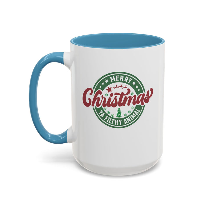 Merry Christmas Ya Filthy Animal - Accent Coffee Mug (11, 15oz)