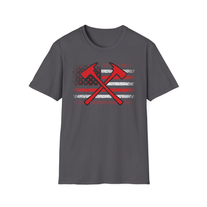 Firefighter American Flag - Unisex Softstyle T-Shirt