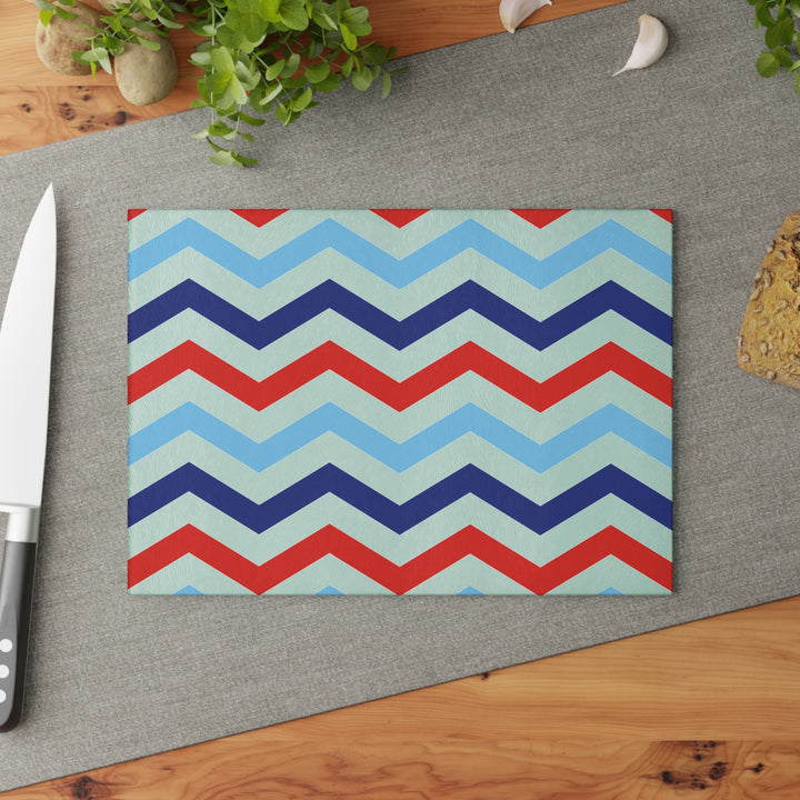 Patriotic Chevron - Glass Cutting Board