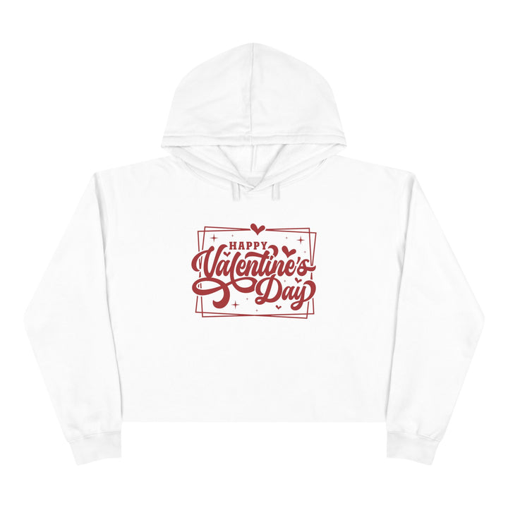 Happy Valentine's Day W/Hearts - Crop Hoodie