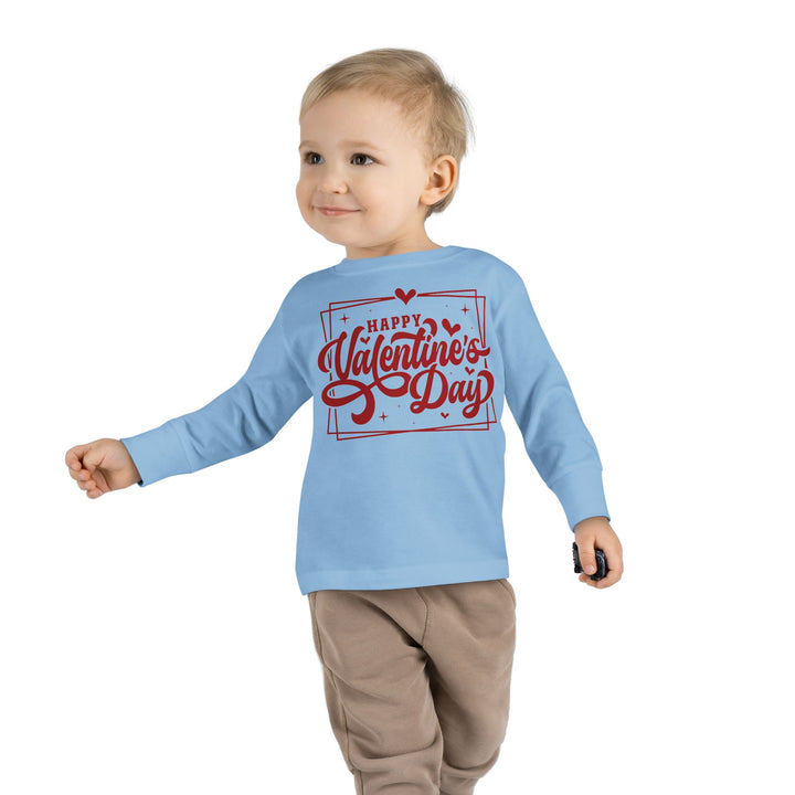 Happy Valentine's Day W/Hearts - Toddler Long Sleeve Tee