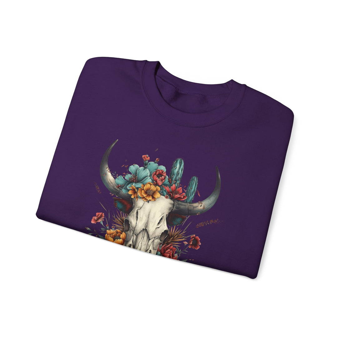 Bright And Flowery Skull - Unisex Heavy Blend™ Crewneck Sweatshirt