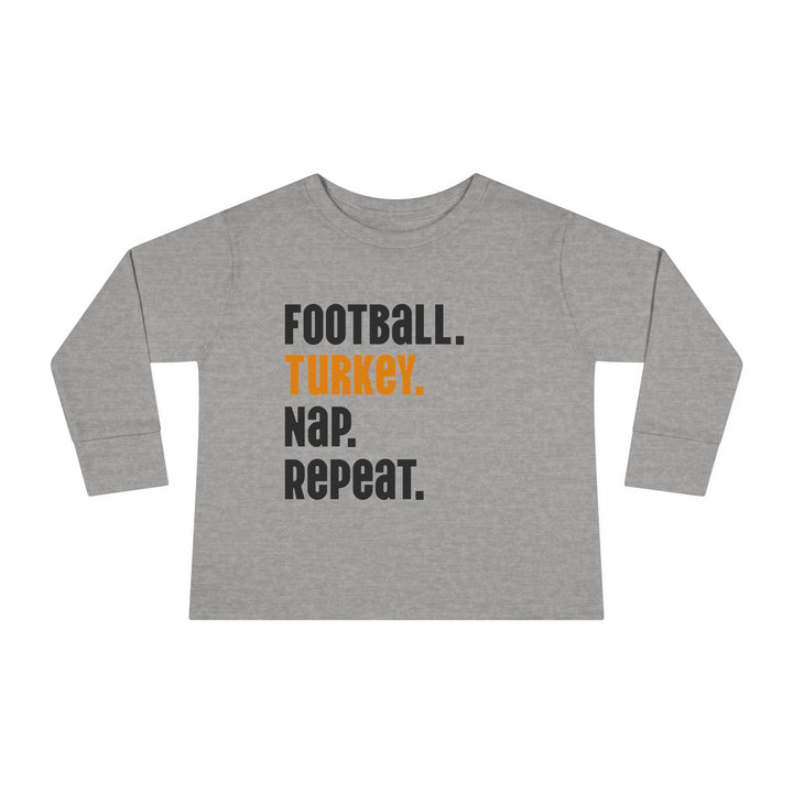 Football Turkey Nap Repeat - Toddler Long Sleeve Tee