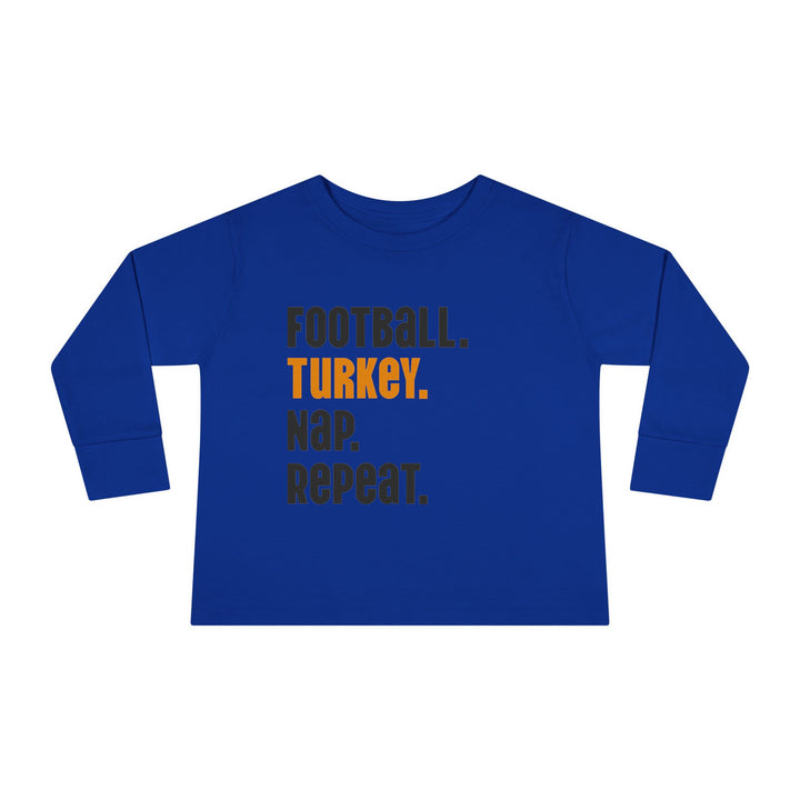 Football Turkey Nap Repeat - Toddler Long Sleeve Tee