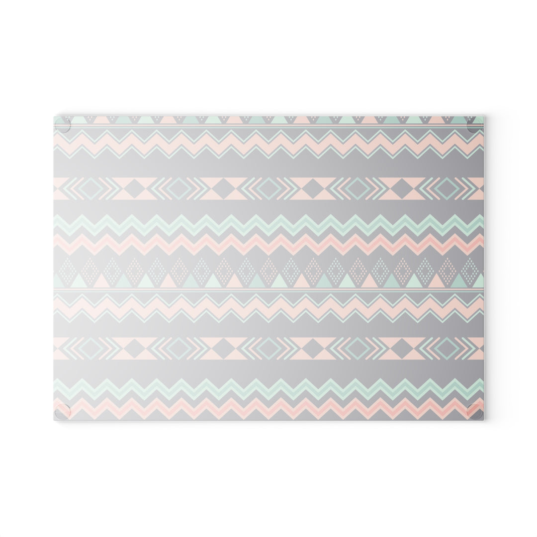 Peach Aztec Chevron - Glass Cutting Board