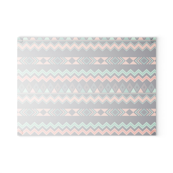 Peach Aztec Chevron - Glass Cutting Board