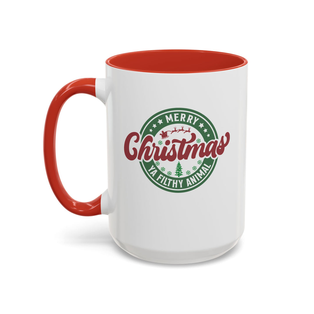 Merry Christmas Ya Filthy Animal - Accent Coffee Mug (11, 15oz)