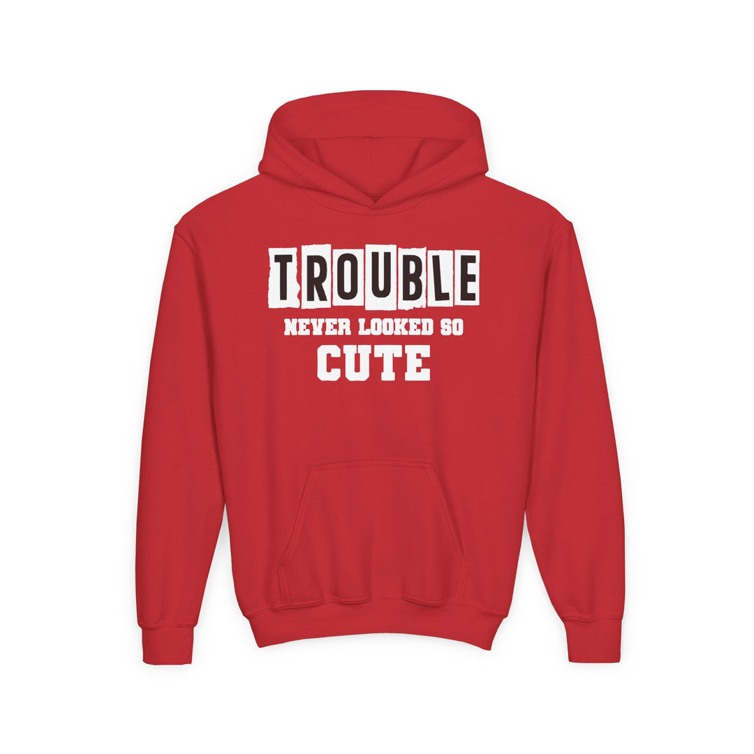 Trouble Never Looked So Cute - Youth Heavy Blend Hooded Sweatshirt