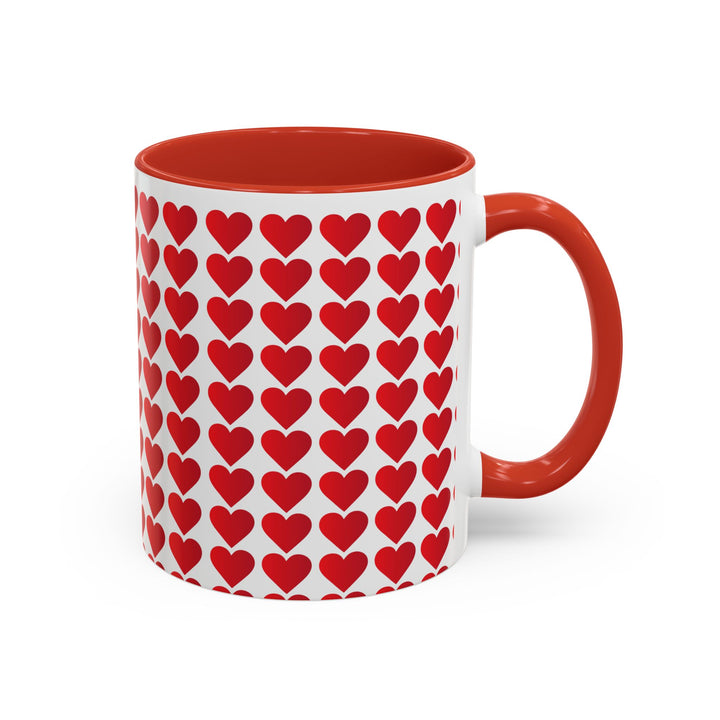 Red Valentine Hearts - Accent Coffee Mug (11, 15oz)